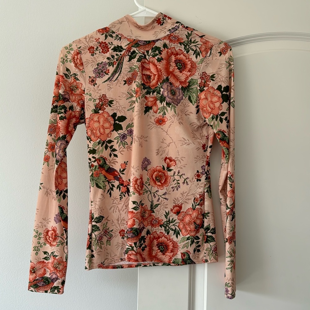Zara Floral Printed Shirt with Tie in back
